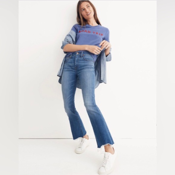 Madewell Denim - Madewell Cali Demi-Boot Jeans: Destructed-Hem Edition High Waisted Stretch Sz 26